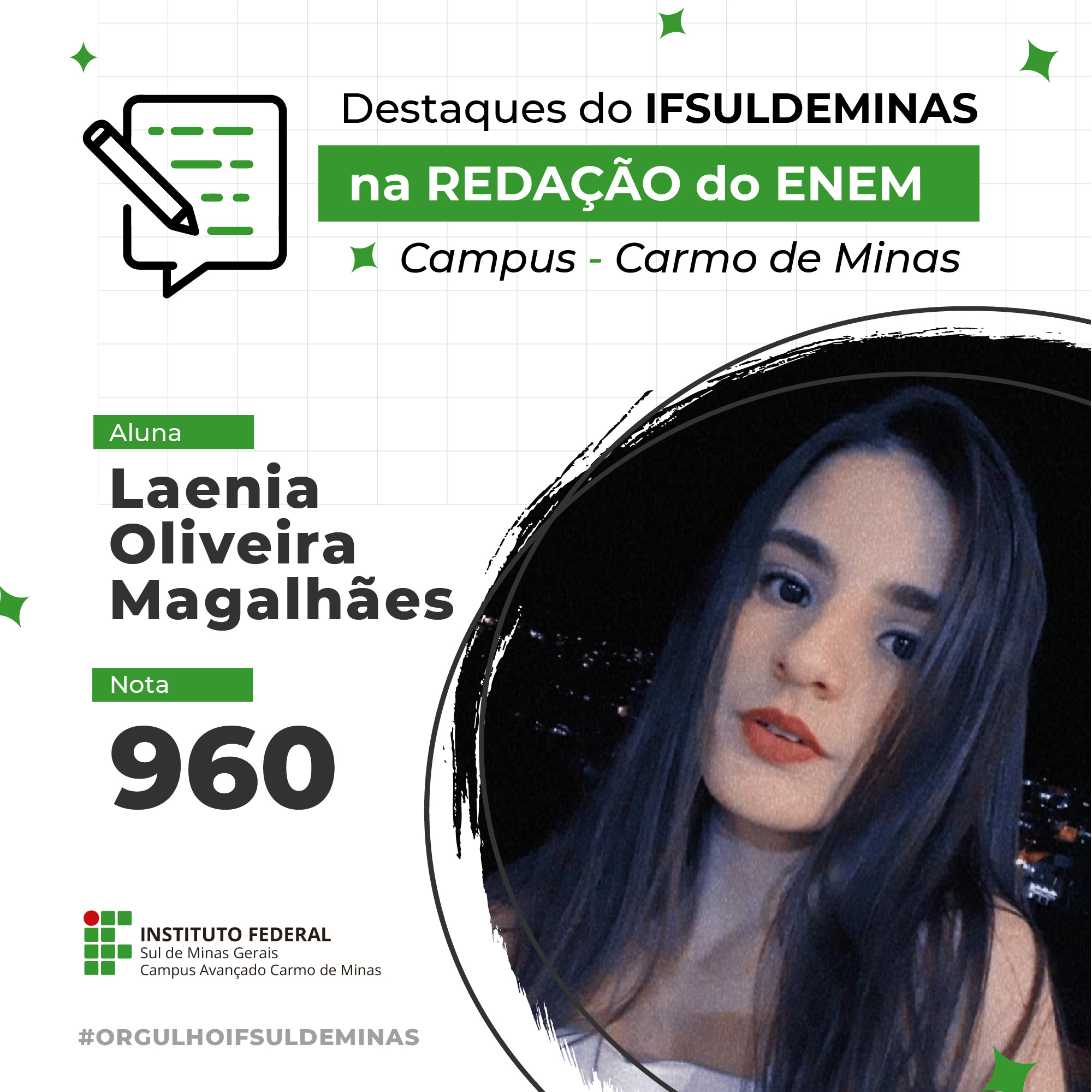 01 POST Destaques notas redação ENEM Laenia Oliveira Magalhães Nota Redação 960