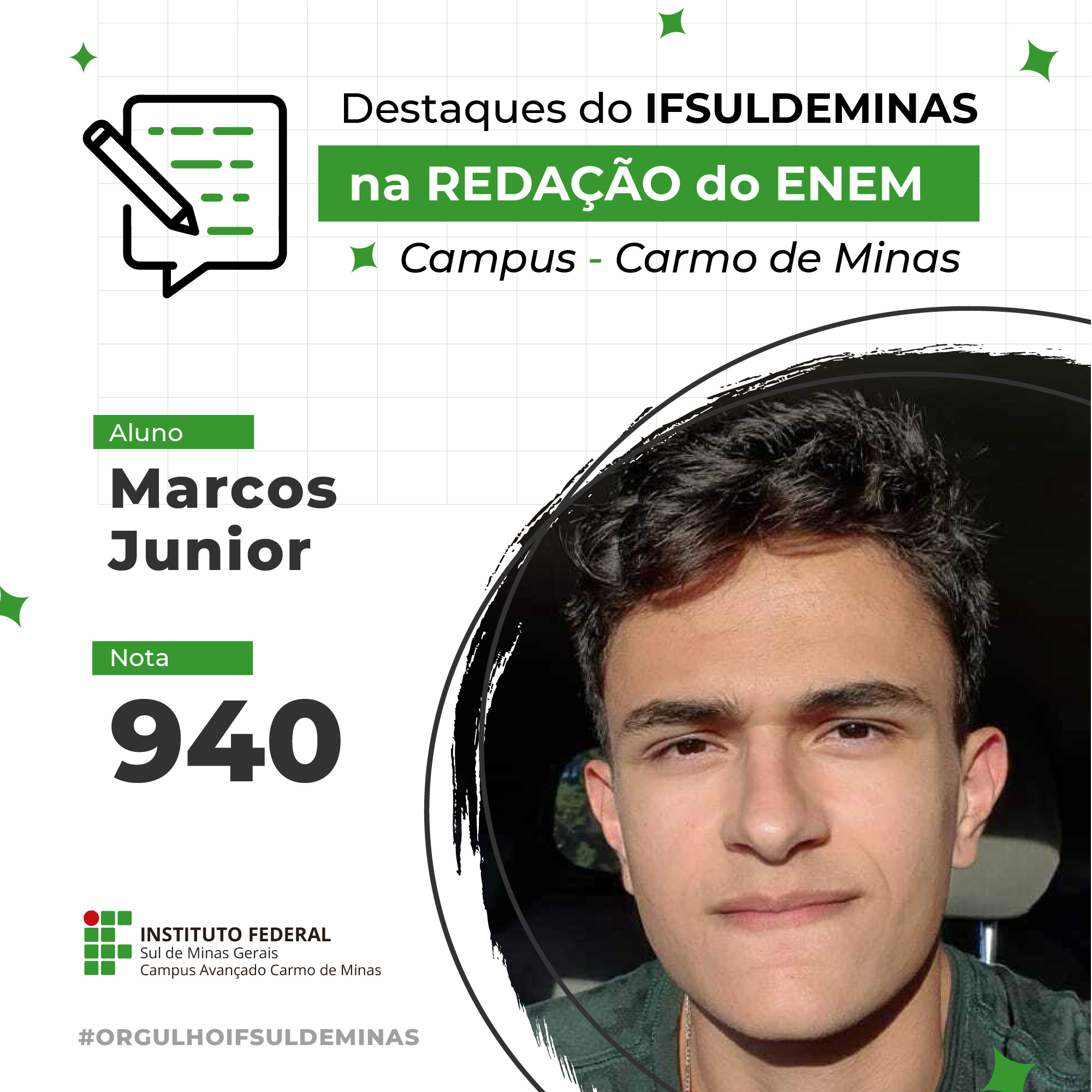 03 POST Destaques notas redação ENEM Marcos Junior Nota Redação 940